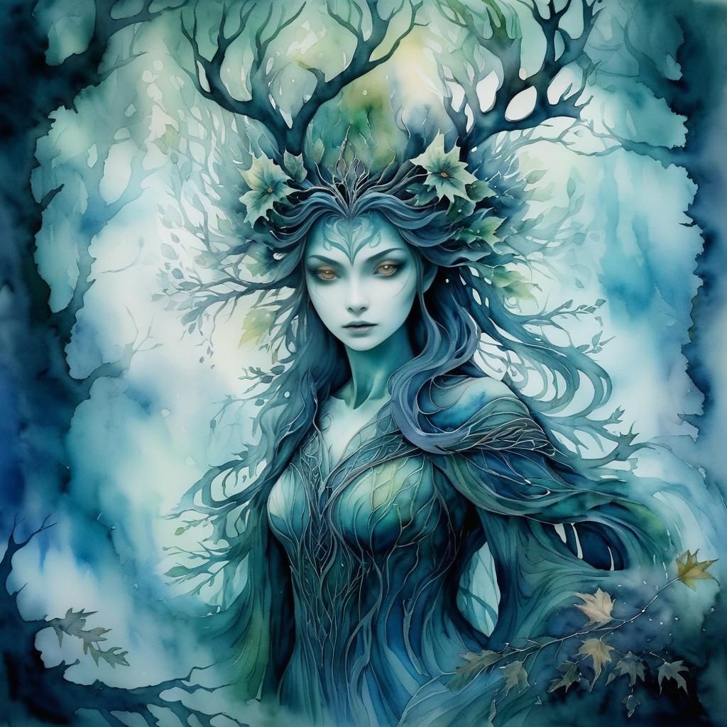 Enchanting Tree Spirit in Ethereal Fog