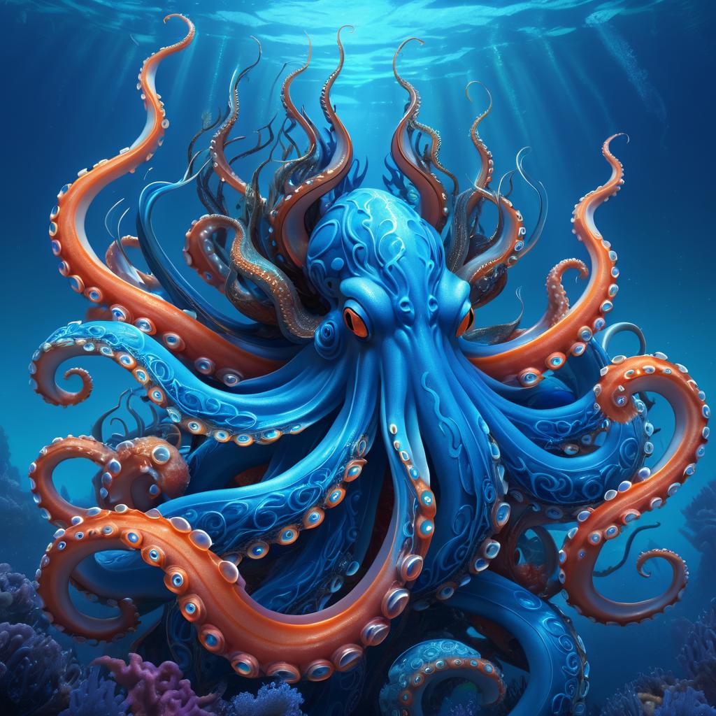 Elegant Anthropomorphic Octopus Art Concept