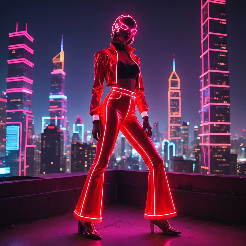 Neon Robot Dancing in Retro Disco Pants