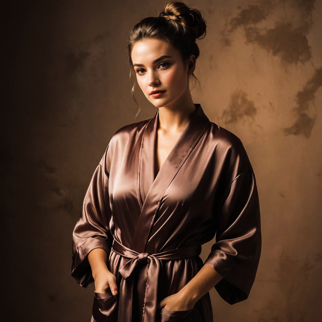 Relaxed Woman in Silk Robe Photography