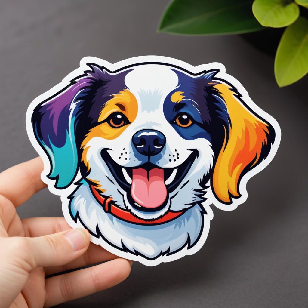 Cheerful Colorful Friendly Dog Sticker