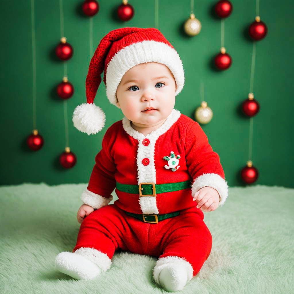 Festive Newborn Baby in Cozy Holiday Outfit