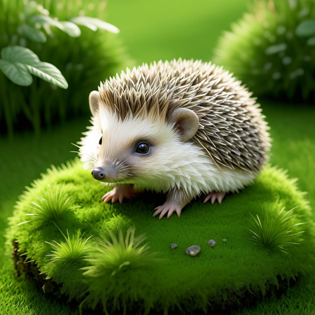 Adorable 3D Baby Hedgehog in Garden