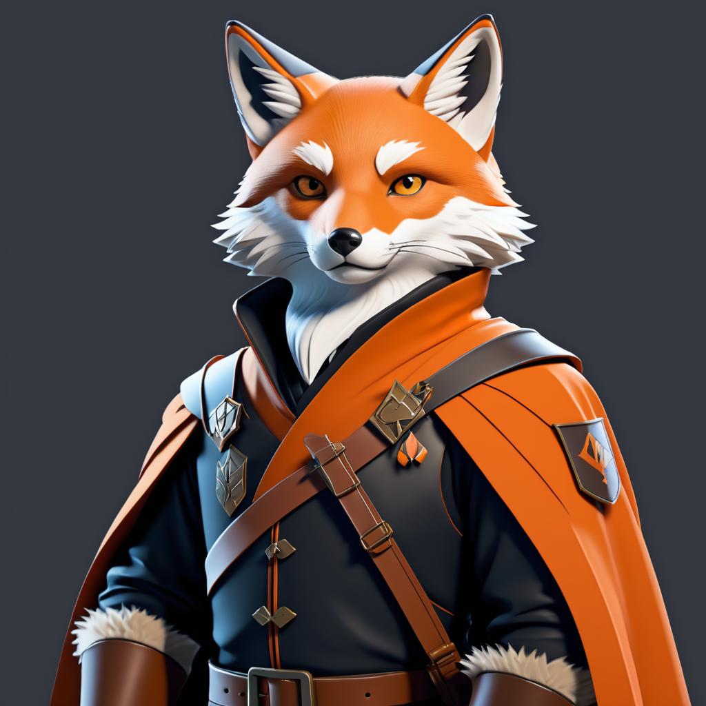 Fox as a Combat Strategist in Minimalist Art