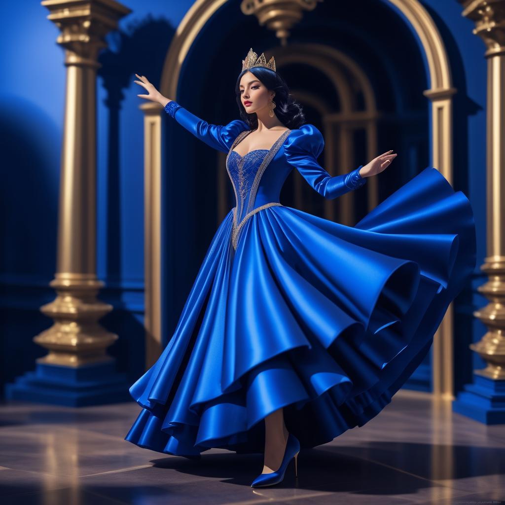 Elegant Dancing Queen in Royal Blue Satin