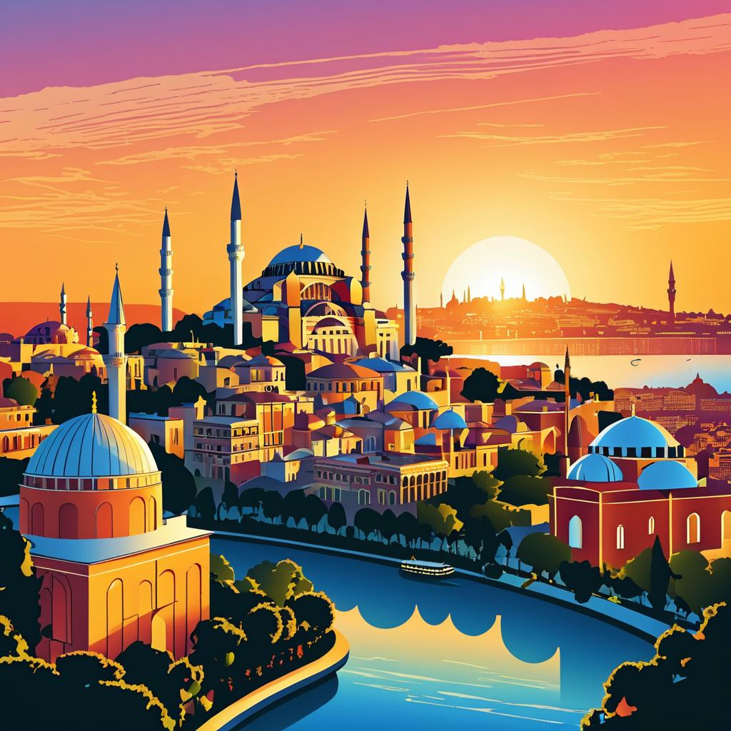 Istanbul Sunset: A Scenic Illustration