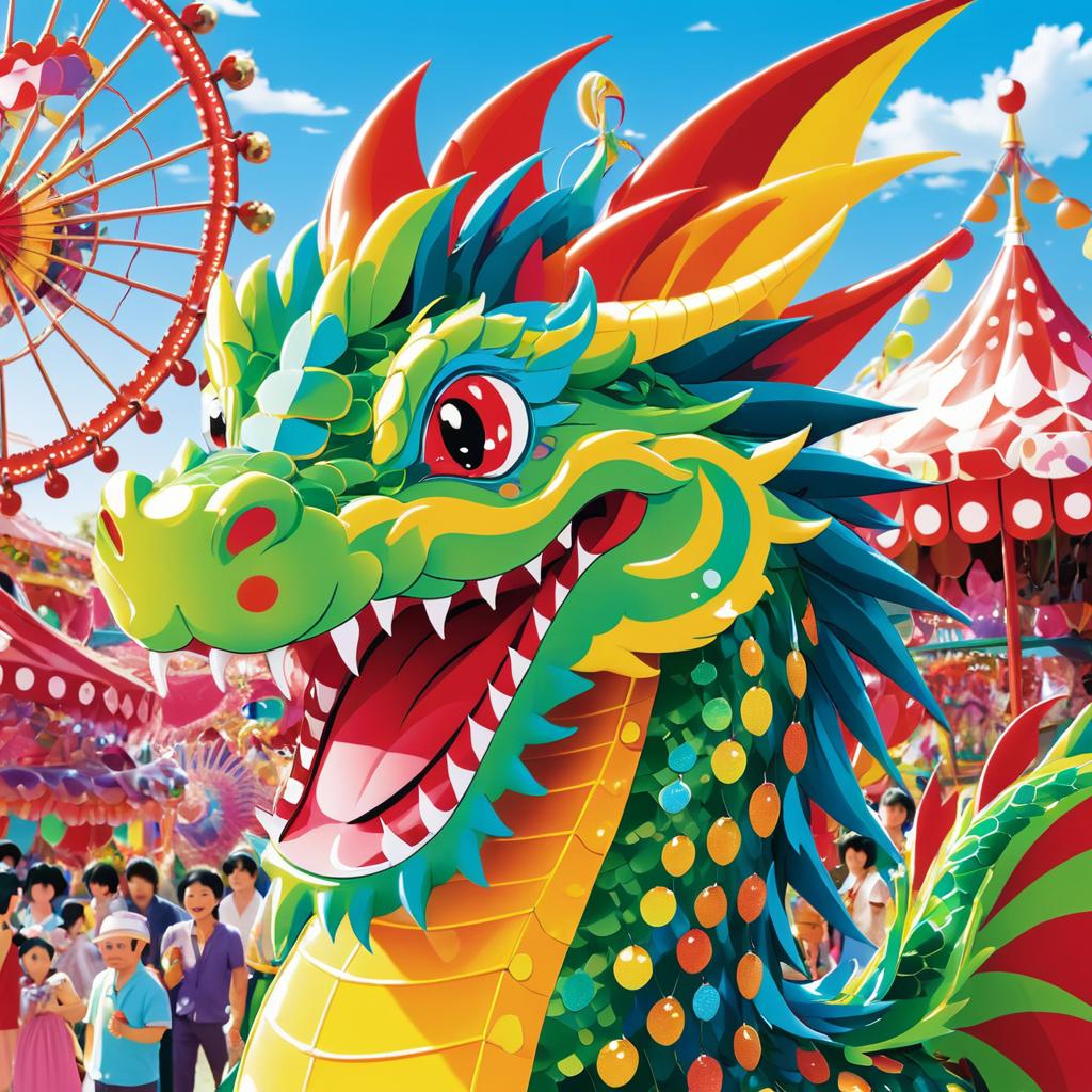 Jolly Dragon at a Festive Carnival