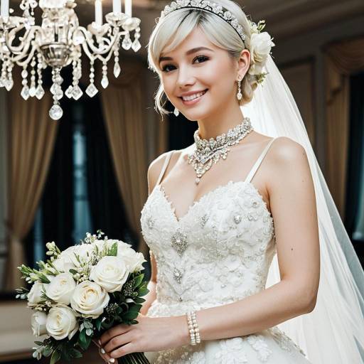 Elegant Bride in White Wedding Dress