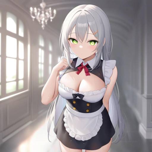 Elegant Maid in Mansion Setting