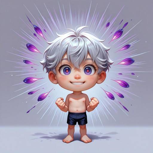 Playful Young Boy with Silver Hair