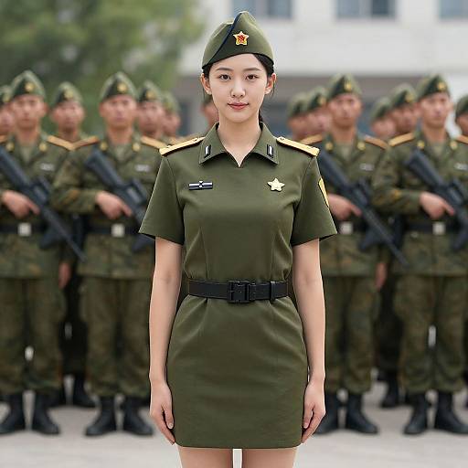 Woman Military Commander in Uniform