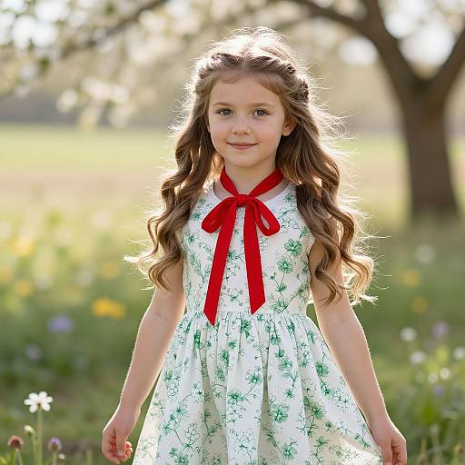 Joyful Girl in Floral Meadow