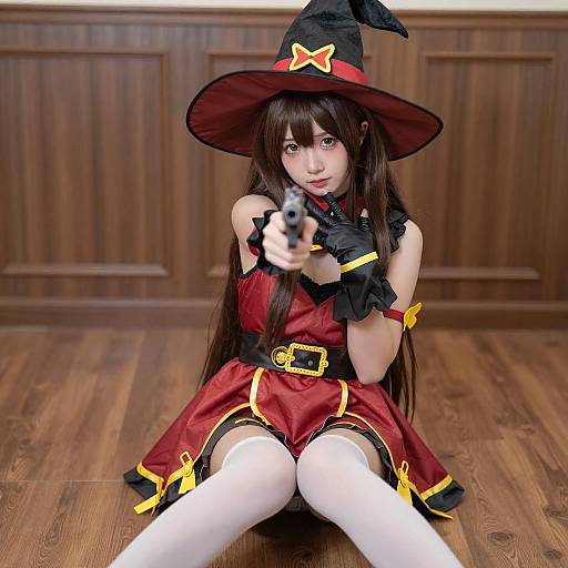 Young Woman in Playful Witch Cosplay
