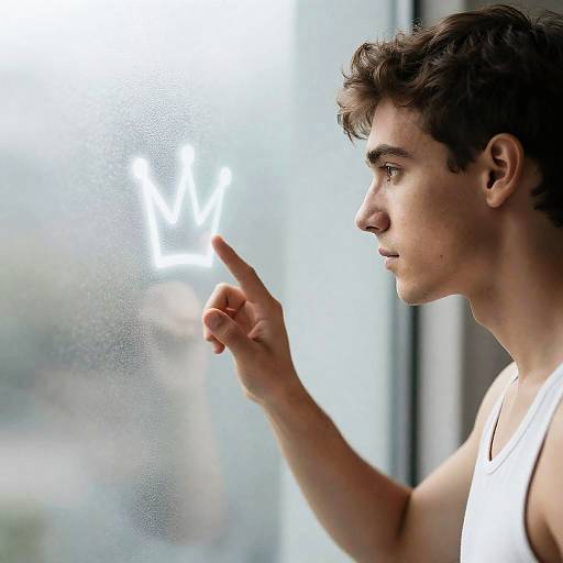 Focused Young Man with Illuminated Crown