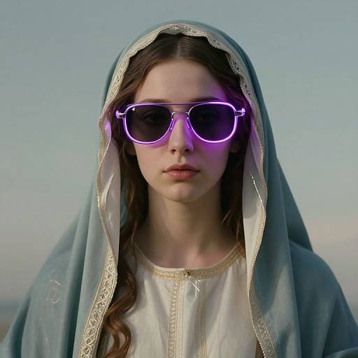 Cyberpunk Portrait of Maria with Neon Sunglasses
