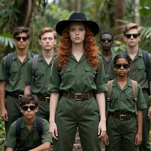Group Portrait in Lush Jungle Setting