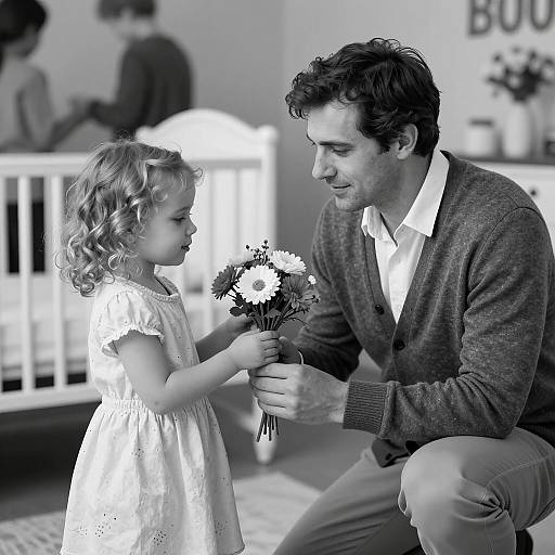 Tender Indoor Moment: Man and Girl