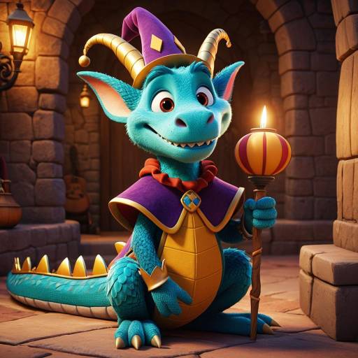 Friendly Cartoon Dragon Court Jester