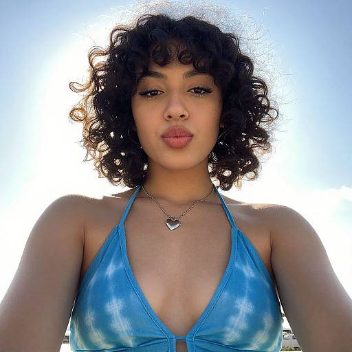 Young Woman in Blue Tie-Dye Halter Top Outdoors