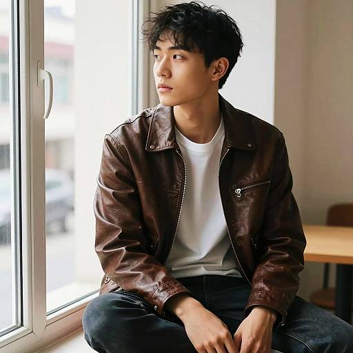 Stylish Young Man in Serene Contemplation