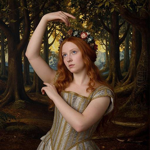 Renaissance Enchantress in Bewitched Forest