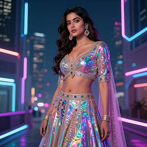 Futuristic Bollywood Actress in Cyberpunk