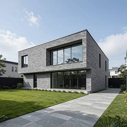 Modern Grey Brick Minimalist House