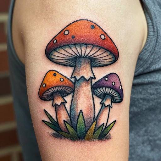 Geometric Mushroom Tattoo Designs