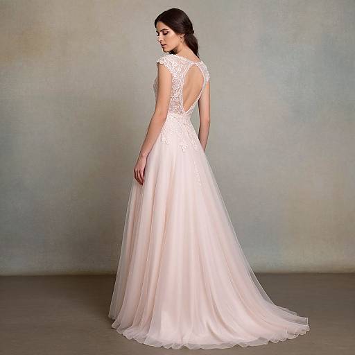 Elegant Woman in Pink Tulle Prom Dress