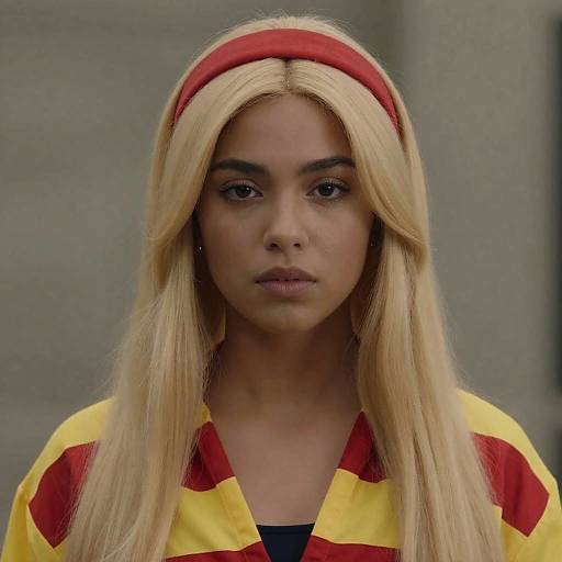 Serious Young Woman in Bold Fashion