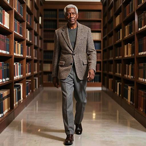 Refined Older Black Man in Classic Library