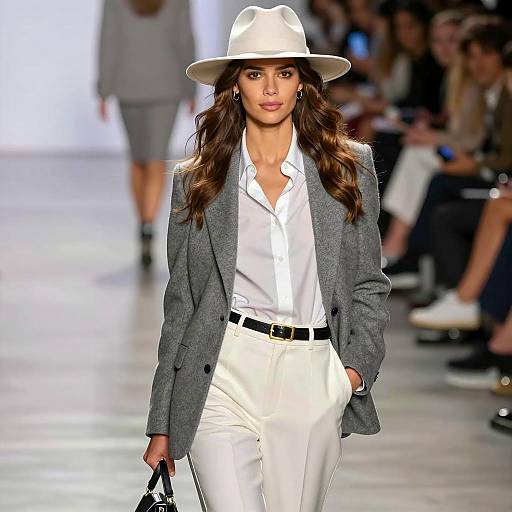 Chic Woman on Runway with Accessories