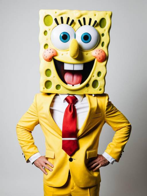 Man in SpongeBob Costume with Yellow Suit