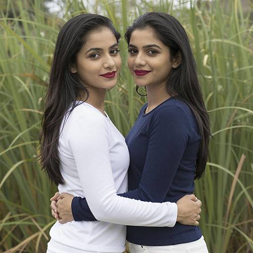 Two Women Hugging Outdoors