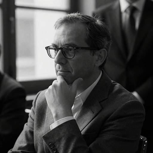 Introspective Man in Black-and-White Portrait