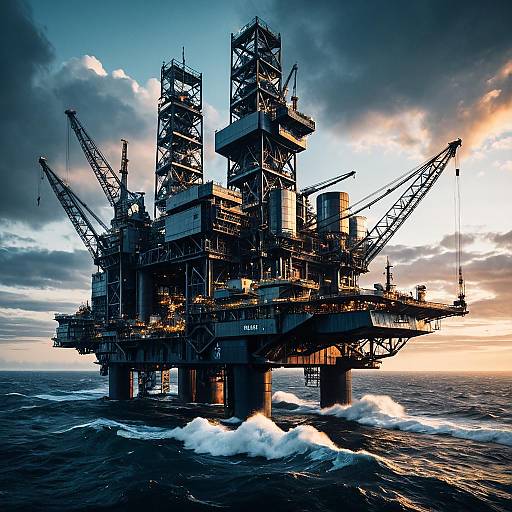 Futuristic Offshore Oil Rig Tower Cluster