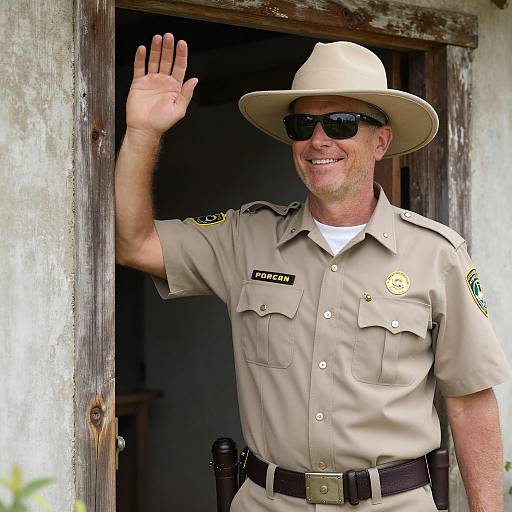 Cheerful Park Ranger in Rustic Setting