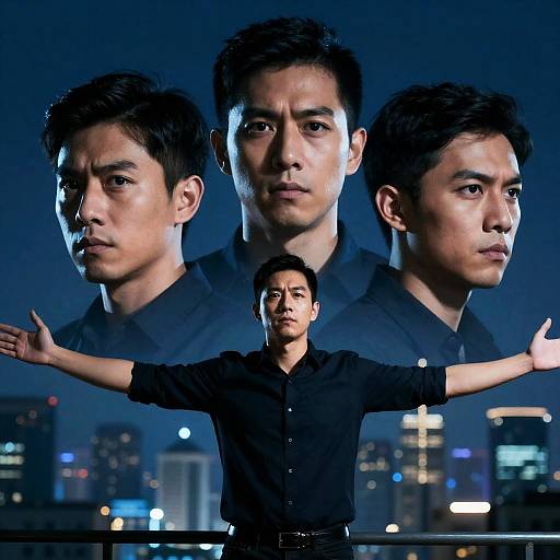 Dramatic Multi-Expression Portrait in Cityscape