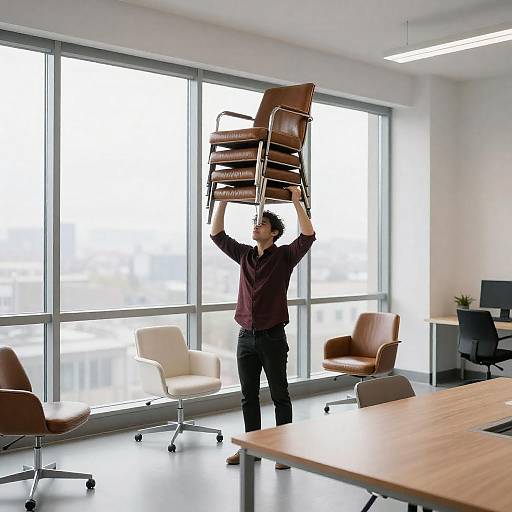 Balancing Leather Chairs in Modern Office