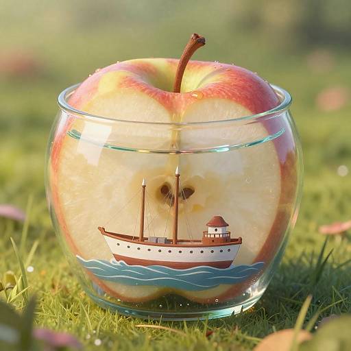 Surreal Ship in Apple Water Art