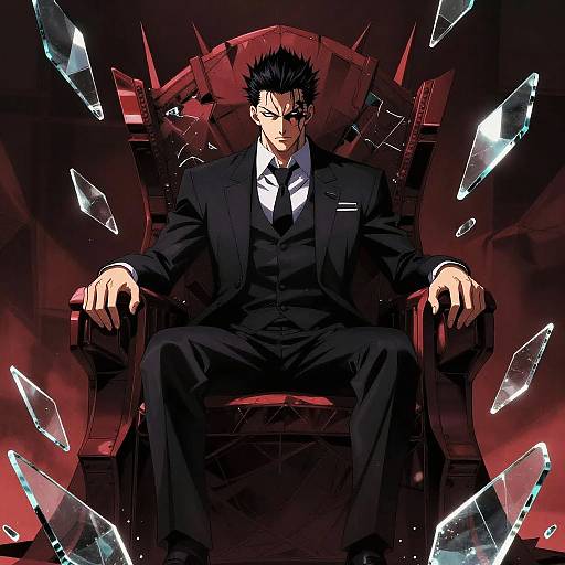 Evil Anime Villain on Glass Throne