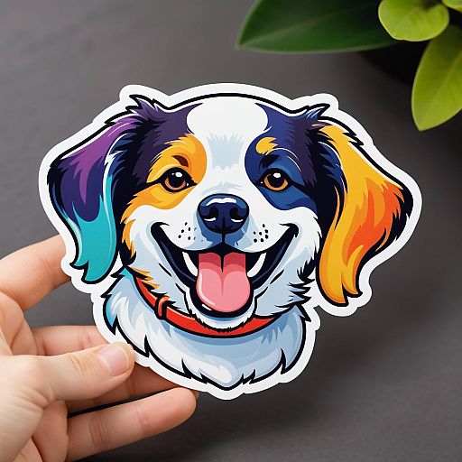 Cheerful Colorful Friendly Dog Sticker Cheerful Colorful Friendly Dog Sticker