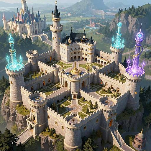 Fantasy Castle with Magical Towers