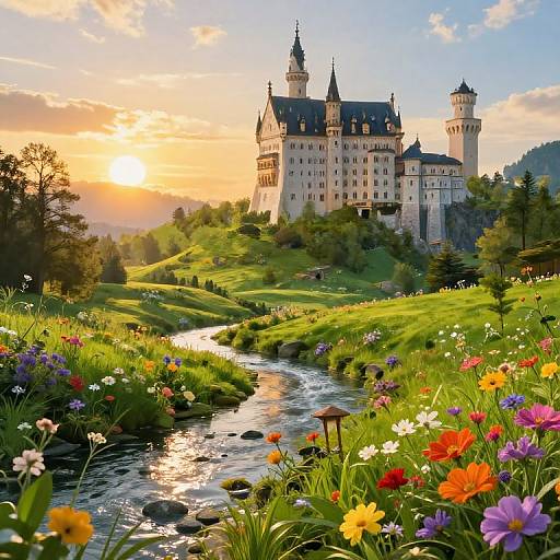 Whimsical Castle in Lush Fairy Tale