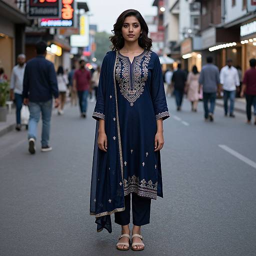 Confident Woman in Urban Pakistani Attire
