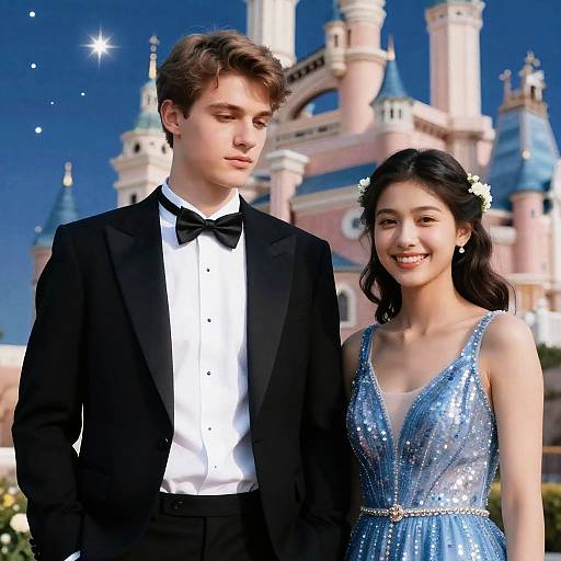 Romantic Couple at a Fairy-Tale Castle