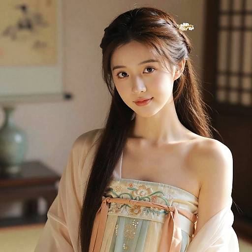 Realistic Portrait of a Girl in Hanfu