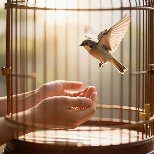 Hands Releasing Bird Symbolizing Freedom