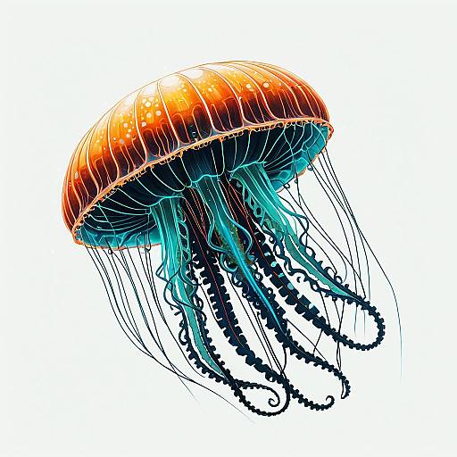 Futuristic Bio-Luminescent Jellyfish Illustration
