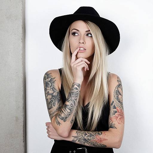 Edgy Blonde Woman with Tattoos